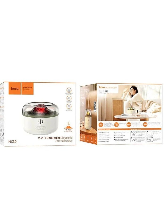 هوكو مرطب العلاج بالروائح العطرية HX30، موزع بالموجات فوق الصوتية - 2 في 1، مرطب ومعطر للهواء، يعمل لمدة 15 ساعة، مع ضوء بركان مهدئ - Image 5