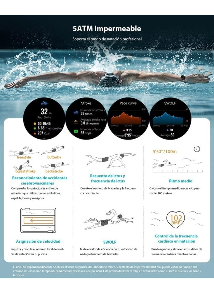 ميبرو ساعة Mibro Lite 3 Pro الذكية بشاشة AMOLED مقاس 1.32 بوصة، مكالمات بلوتوث، GPS، مستشعر حركة 10 محاور، مقاومة للماء 5ATM، بطارية تدوم حتى 15 يوم – اسود - Image 4