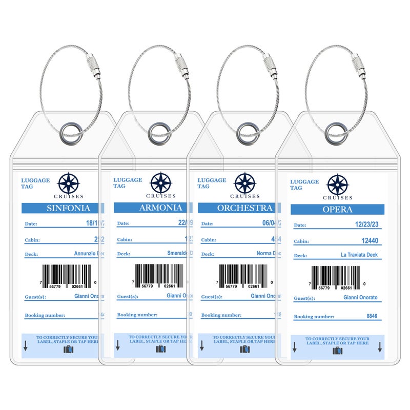 Cruise On MSC Cruise Luggage Tag Holder (4 Pack), Fits All MSC Ships & Tags, Clear, Waterproof, Plastic, Cruise Essentials 2026-2027, Durable Travel Accessories for Secure Bag Identification - Image 1
