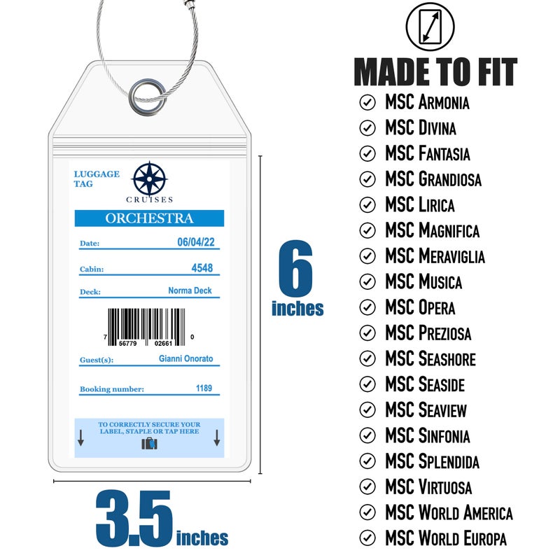 Cruise On MSC Cruise Luggage Tag Holder (4 Pack), Fits All MSC Ships & Tags, Clear, Waterproof, Plastic, Cruise Essentials 2026-2027, Durable Travel Accessories for Secure Bag Identification - Image 3