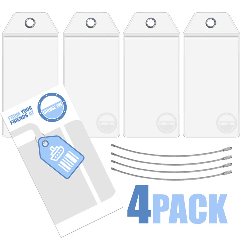 Cruise On MSC Cruise Luggage Tag Holder (4 Pack), Fits All MSC Ships & Tags, Clear, Waterproof, Plastic, Cruise Essentials 2026-2027, Durable Travel Accessories for Secure Bag Identification - Image 4