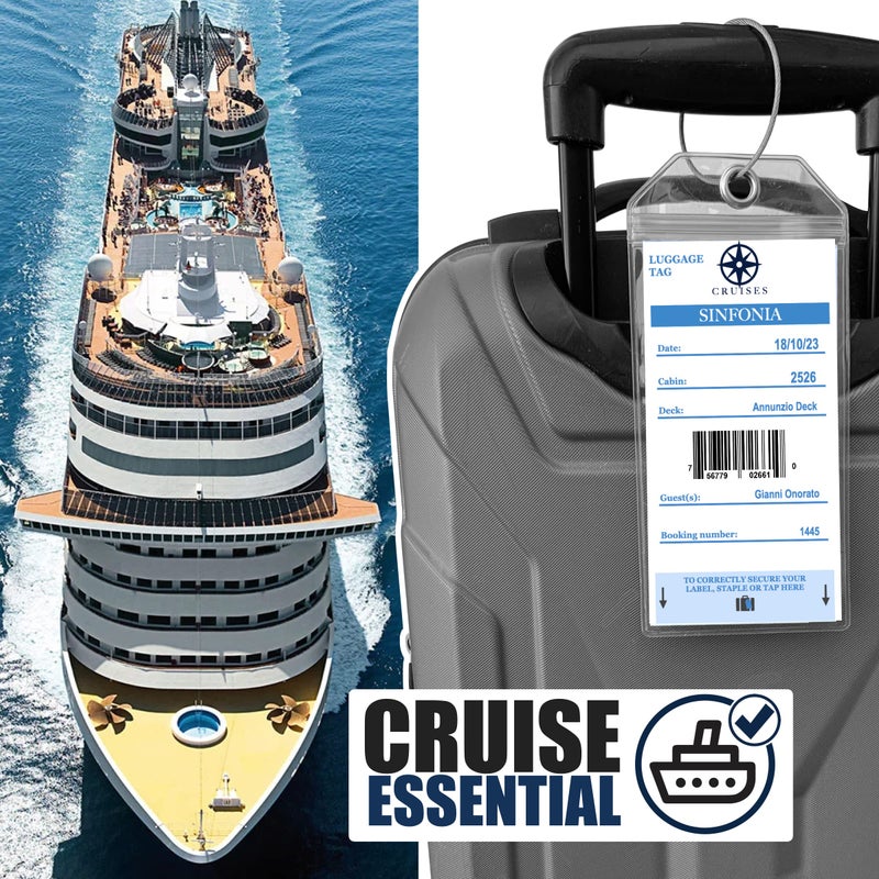 Cruise On MSC Cruise Luggage Tag Holder (4 Pack), Fits All MSC Ships & Tags, Clear, Waterproof, Plastic, Cruise Essentials 2026-2027, Durable Travel Accessories for Secure Bag Identification - Image 2