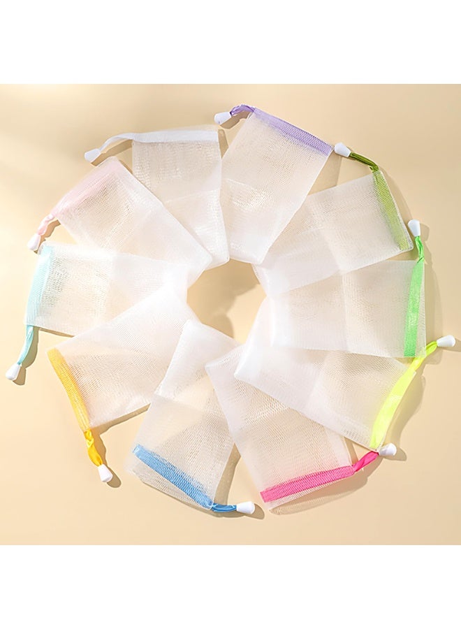 10 أكياس صابون شبكة تقشير ، أكياس تخزين صابون شبكة رغوة سميكة مزدوجة الطبقة ، أكياس سحب الحبل ، أكياس شبكة فقاعة (متعددة الألوان) - Image 3