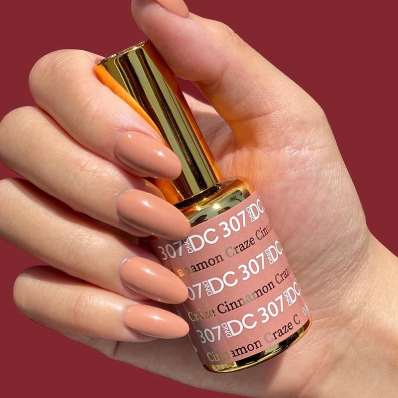 DAISY DND DND DC Gel Polish Set, Deep Nude Collection, UV/LED Gel Polish and Air Dry Nail Lacquer, Matching Chip-Free Polish Duo, 307 Cinnamon Craze, 0.5 Fl Oz - Image 2