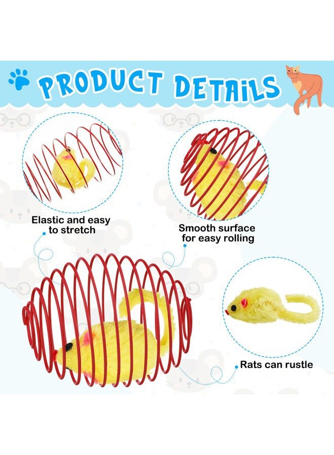 Jecery 5 Pcs Cat Spring Balls Stretchable Cat Springs Toys Interactive Cat Toys Rolling Cat Balls Colorful Playful Coils Spring Action Toy Caged Rats for Kitten Cat Pet Supplies Indoor Play, Random Color - Image 3