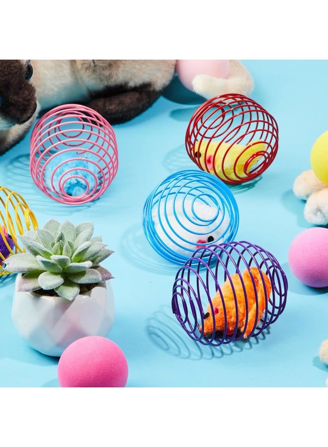 Jecery 5 Pcs Cat Spring Balls Stretchable Cat Springs Toys Interactive Cat Toys Rolling Cat Balls Colorful Playful Coils Spring Action Toy Caged Rats for Kitten Cat Pet Supplies Indoor Play, Random Color - Image 4