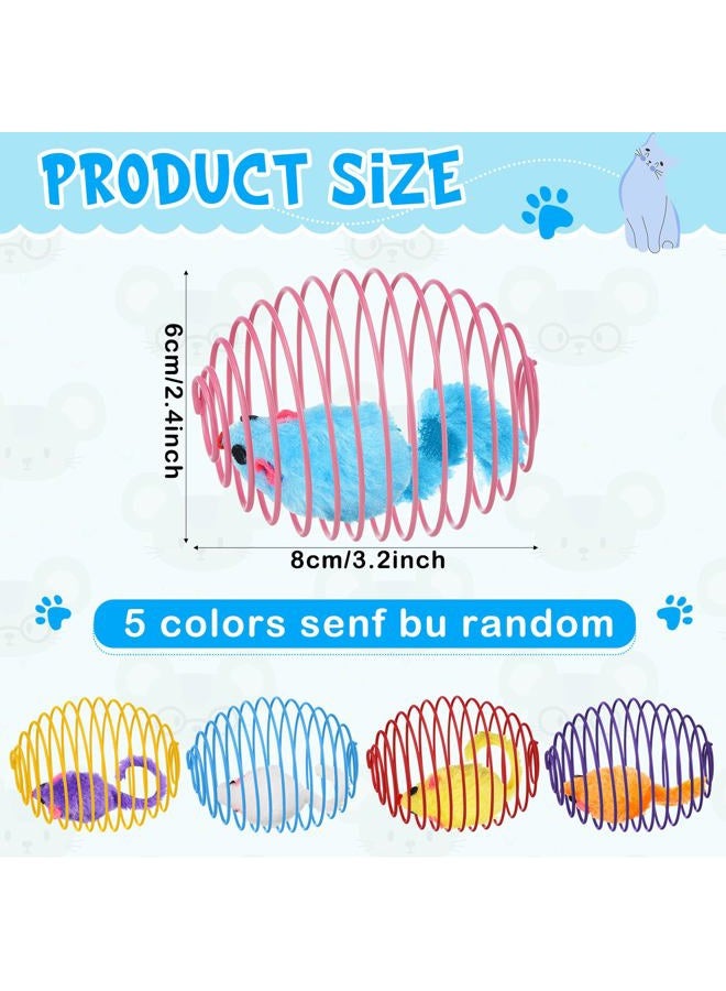 Jecery 5 Pcs Cat Spring Balls Stretchable Cat Springs Toys Interactive Cat Toys Rolling Cat Balls Colorful Playful Coils Spring Action Toy Caged Rats for Kitten Cat Pet Supplies Indoor Play, Random Color - Image 2