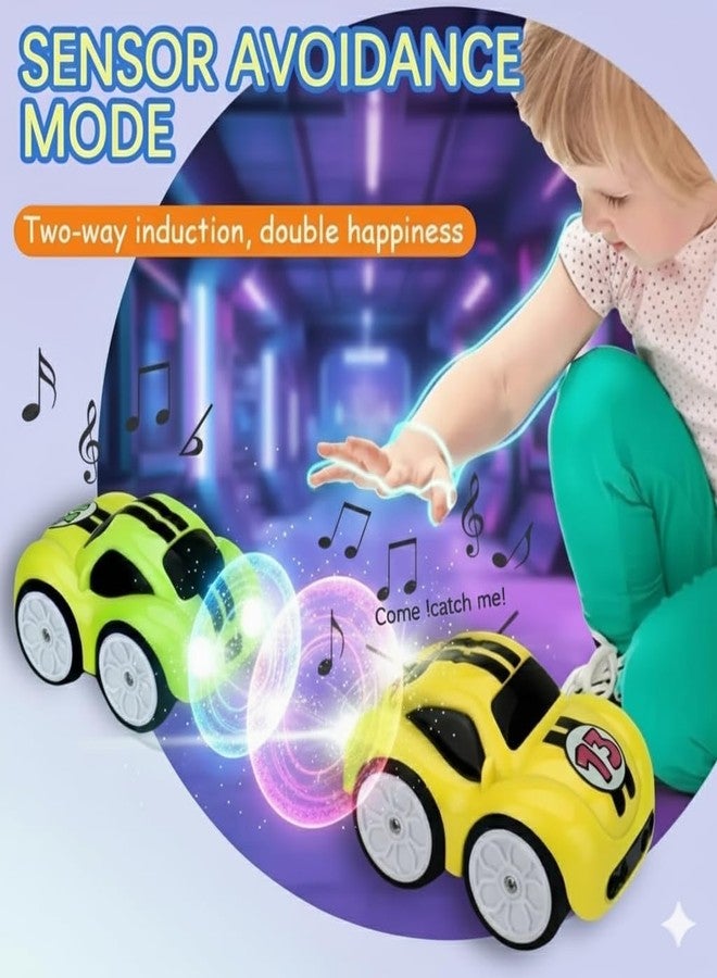 EXOMOON Mini RC Intelligent Sensor Stunt Car Toy for Kids 3-8 | 4 Smart Modes: Follow Object, Chase, and Follow Track | Rechargeable Cartoon Car with Music & Bright LED Lights | Multi - Image 5