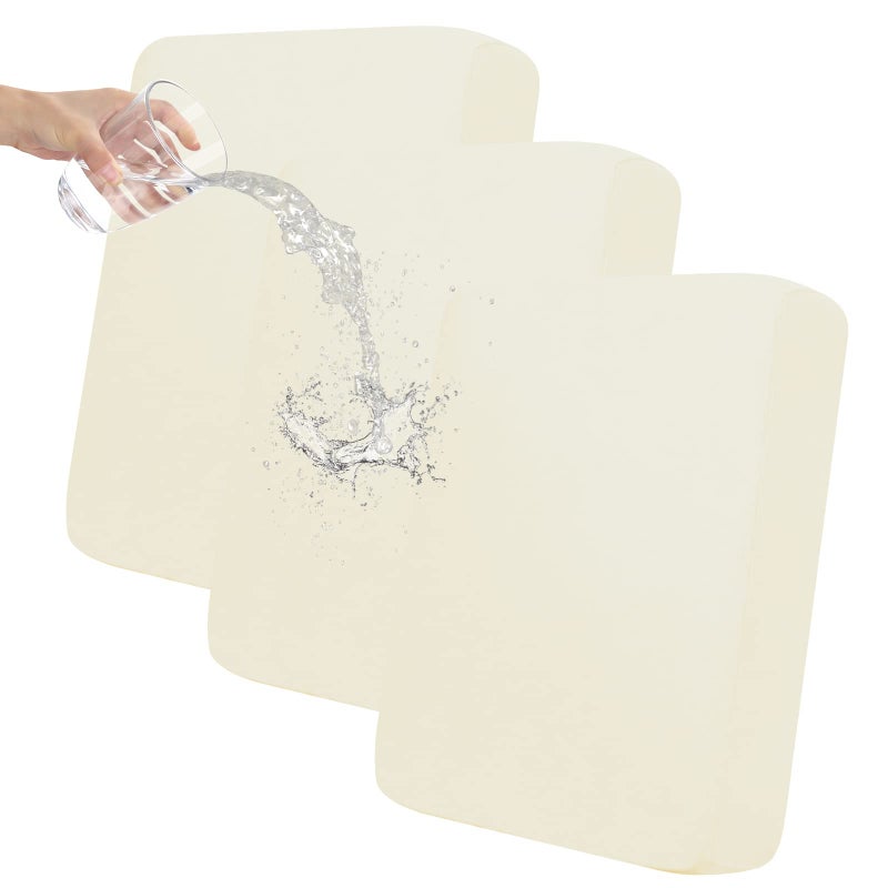 EasyGoing 100 Waterproof Chair Sofa Seat Cushion Slipcovers Couch Cushion Cover Stretch Furniture Protector for Kids Pets 3Piece Sofa Cushion Ivory