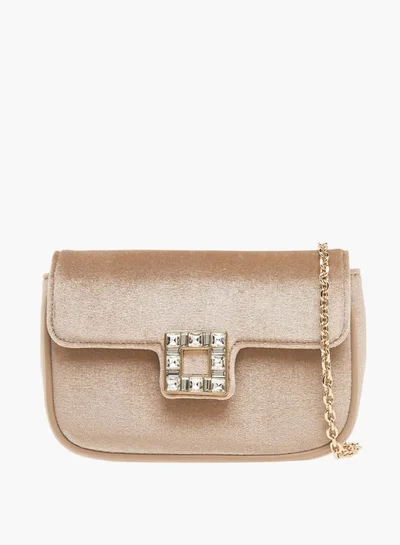 Celeste Womens Embellished Crossbody Bag With Chain Strap And Flap Closure