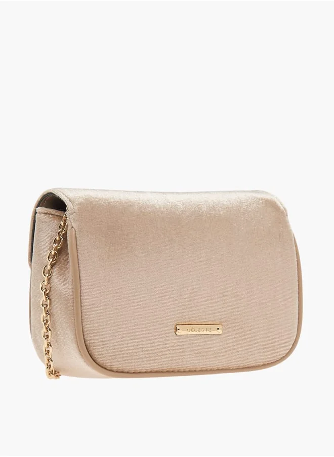Celeste Womens Embellished Crossbody Bag With Chain Strap And Flap Closure