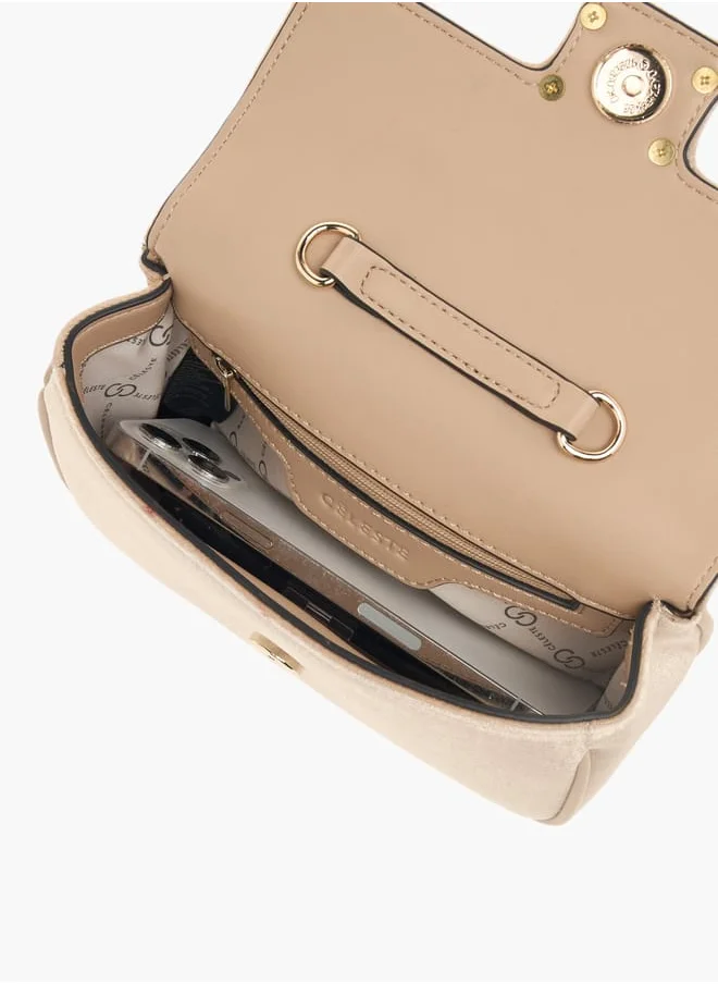 Celeste Womens Embellished Crossbody Bag With Chain Strap And Flap Closure