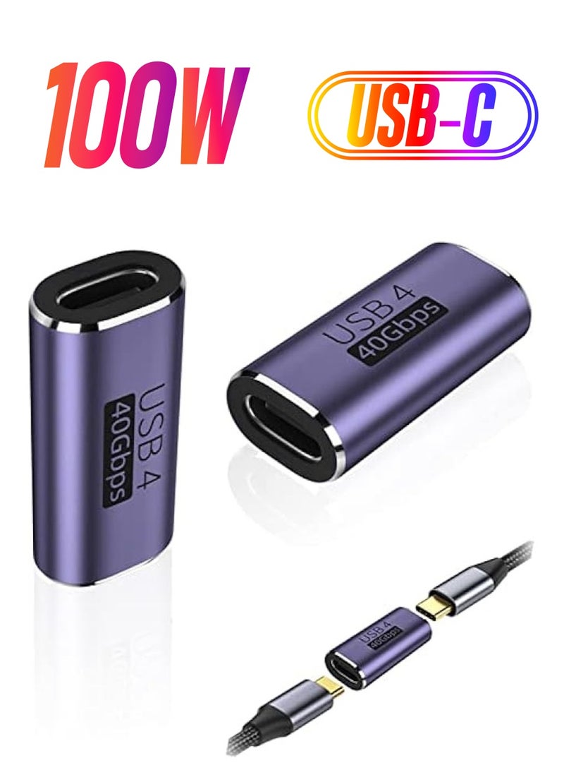 erorex USB C Female to Female Adapter, 2 Pack USB Type C Coupler, Compatible with Thunderbolt 4/3 Support up to 40Gbps Data Transfer, 100W Power Delivery, and 8K@60Hz Video Pass-Through, More Type C Devices - Image 1