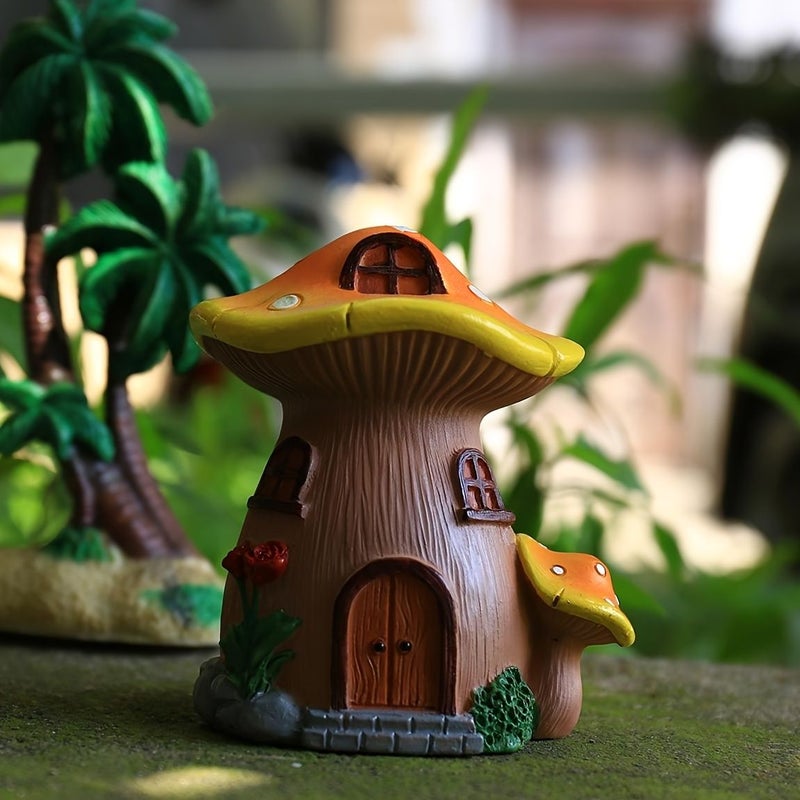 1 Handcrafted Chanterelles Mushroom House Garden Decor Resin Fairy Tale Cottage Pastel Indoor Outdoor Patio Yard Tabletop Decoration No Electricity Needed - Image 2