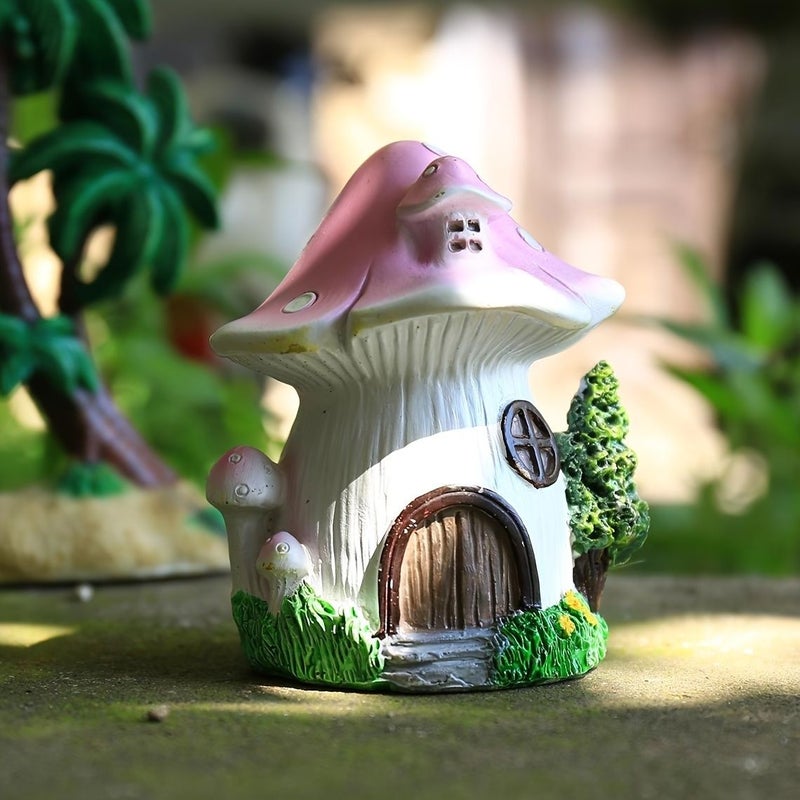 1 Handcrafted Chanterelles Mushroom House Garden Decor Resin Fairy Tale Cottage Pastel Indoor Outdoor Patio Yard Tabletop Decoration No Electricity Needed - Image 5
