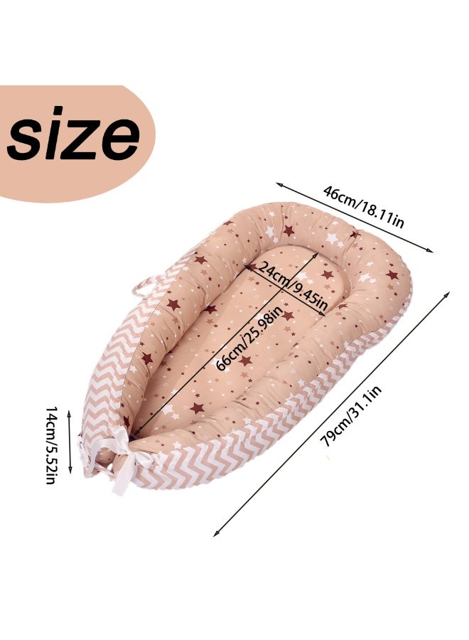 ILovhaprty Star Pattern Baby Lounger for Newborns – Portable Removable and Washable Crib-in-Crib Soft Breathable Infant Nest for Co-Sleeping Tummy Time for 0–12 Months - Image 2
