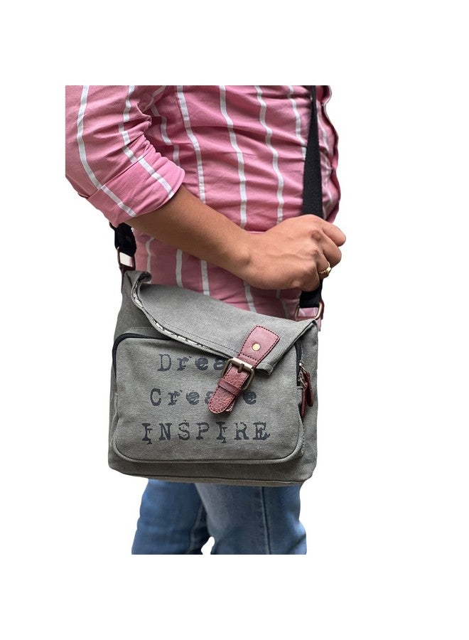 Mona B Canvas Sling Crossbody Bag with Stylish Design for Men and Women - Grey - Image 5