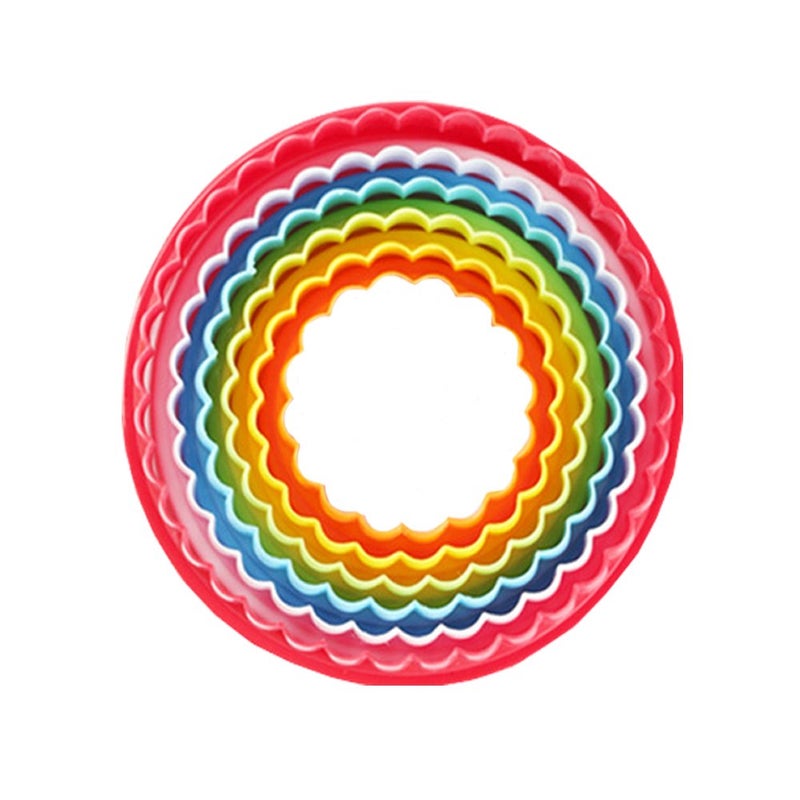 Mydio Set of 6 Multi-size Round Cookie Cutter Two-sided Biscuit Fruit Cutter(Biscuit Cutters and Fondant cake Cutters) Random color (round) - Image 1