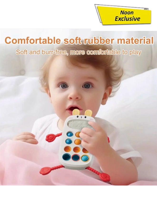 COGNIKIDS لعبة الأرنب ذات 8 في 1 بسلك للسحب للأطفال - لعبة هاتف حسية مع فقاعات منبثقة، متاهة، أزرار، أصوات ولعبة انزلاق | لعبة مهارات حركية دقيقة للأطفال من 6 إلى 36 شهرًا - Image 1