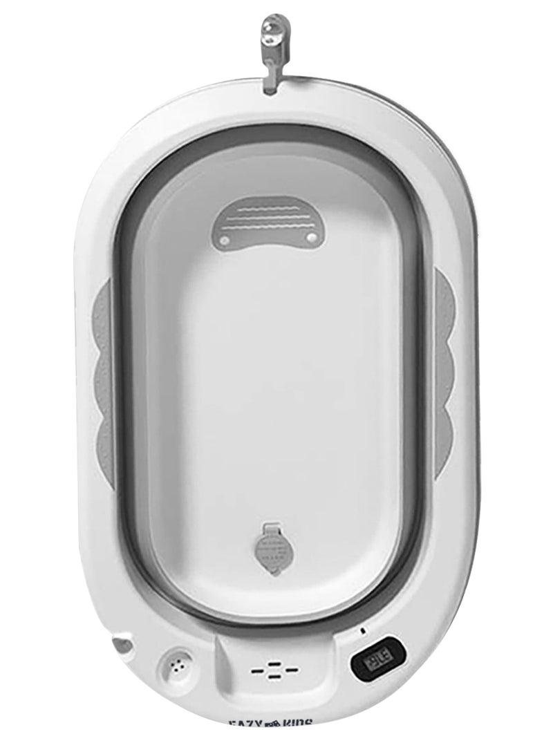 Eazy Kids حوض استحمام قابل للطي مع تحكم في درجة الحرارة ومراقبة ذكية لدرجة الحرارة ووعاء شطف لشامبو رأس الطفل - رمادي - Image 1