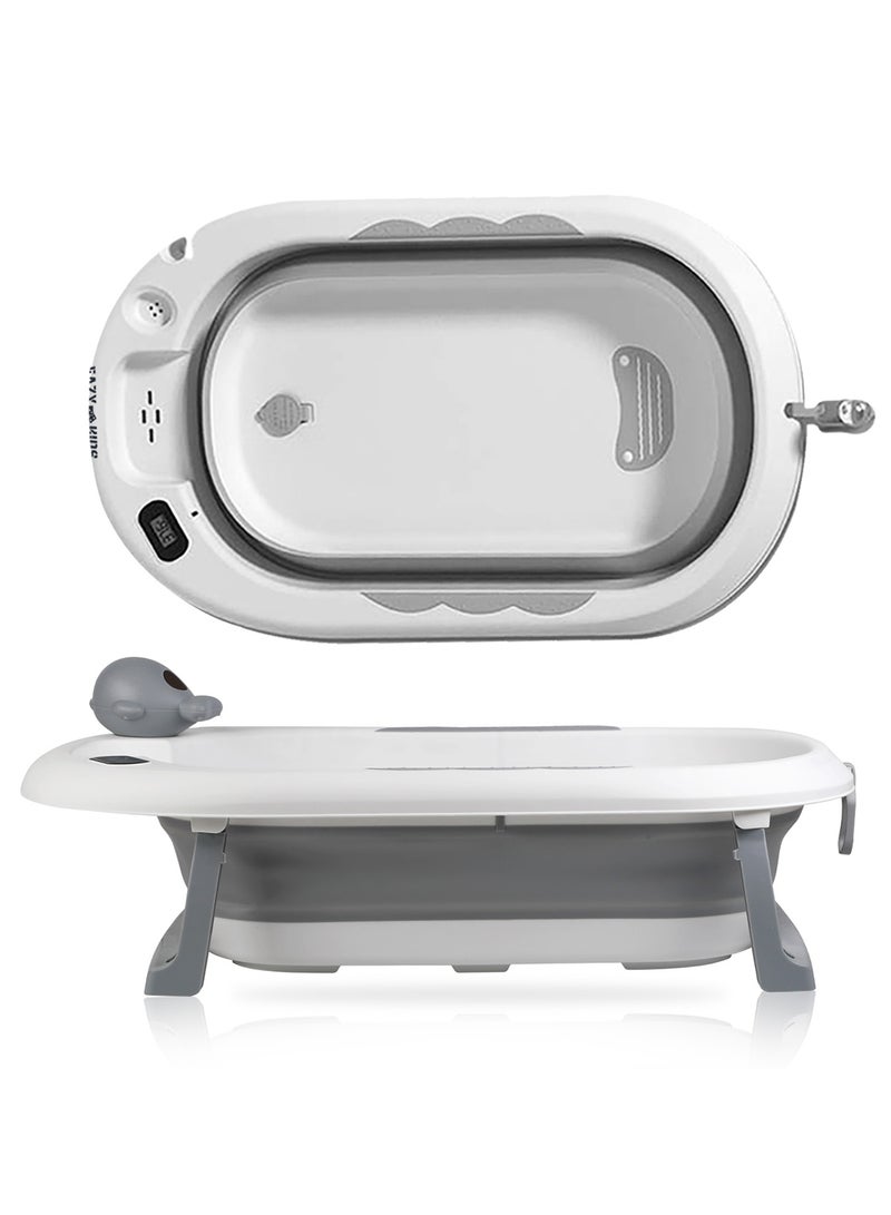 Eazy Kids حوض استحمام قابل للطي مع تحكم في درجة الحرارة ومراقبة ذكية لدرجة الحرارة ووعاء شطف لشامبو رأس الطفل - رمادي - Image 4