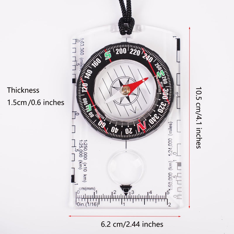 RLXMARTD 4 Pcs Outdoor Compass with Adjustable Declination,Magnifier,Ruler,Scale. Multifunctional Orienteering Waterproof Compass for Map Reading, Navigation, Hiking (Transparent+Blue+Green+Orange) - Image 3