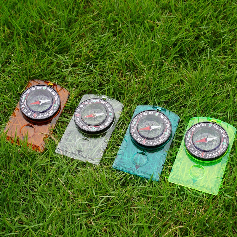 RLXMARTD 4 Pcs Outdoor Compass with Adjustable Declination,Magnifier,Ruler,Scale. Multifunctional Orienteering Waterproof Compass for Map Reading, Navigation, Hiking (Transparent+Blue+Green+Orange) - Image 5