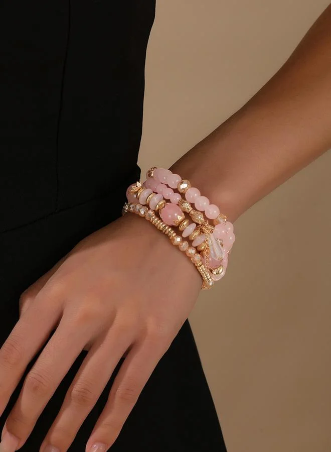 Take Two Take Two Set of 4 - Pink Chic Stack Beaded Bracelets