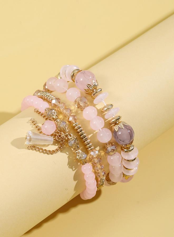 Take Two Set of 4 - Pink Chic Stack Beaded Bracelets - Image 3