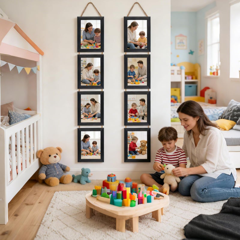 Lavezee 4x6 Collage Picture Frames for Wall Mount Set of 2, 8 Opening Vertical Frame Made to Display 4 by 6 Inch Photo for Wedding Birthday Valentine's Day Mother's Day - Image 4