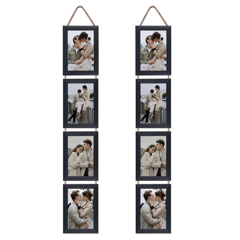 Lavezee 4x6 Collage Picture Frames for Wall Mount Set of 2, 8 Opening Vertical Frame Made to Display 4 by 6 Inch Photo for Wedding Birthday Valentine's Day Mother's Day - Image 1