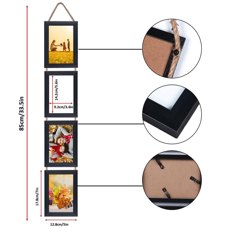 Lavezee 4x6 Collage Picture Frames for Wall Mount Set of 2, 8 Opening Vertical Frame Made to Display 4 by 6 Inch Photo for Wedding Birthday Valentine's Day Mother's Day - Image 5