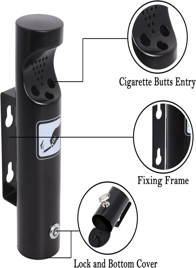 Wadoy Outdoor Wall-Mounted Ashtray, Stainless Steel Butt Receptacle, Black 1 Pack - Image 4