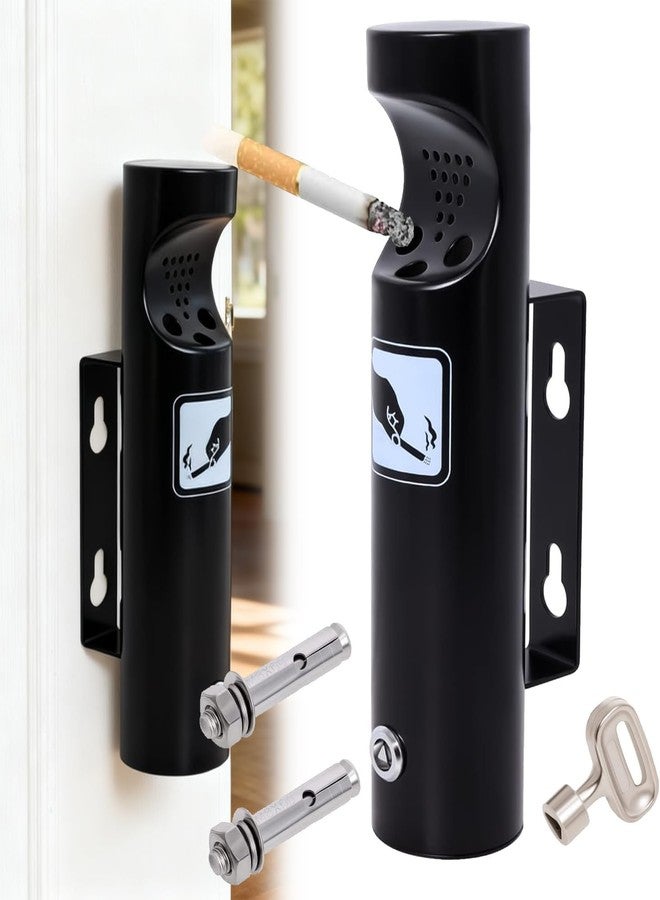 Wadoy Outdoor Wall-Mounted Ashtray, Stainless Steel Butt Receptacle, Black 1 Pack - Image 1