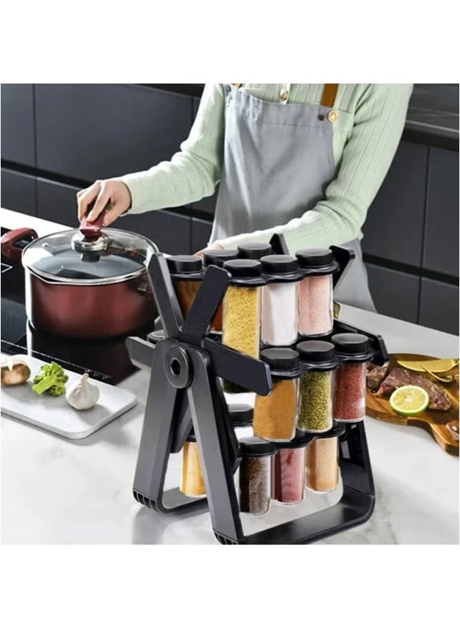 JOGAMS 360 Rotating Spice Rack Organizer with 18 Spice Jars Seasoning Rack Tower for Kitchen Countertop Storage and Organization - Image 4