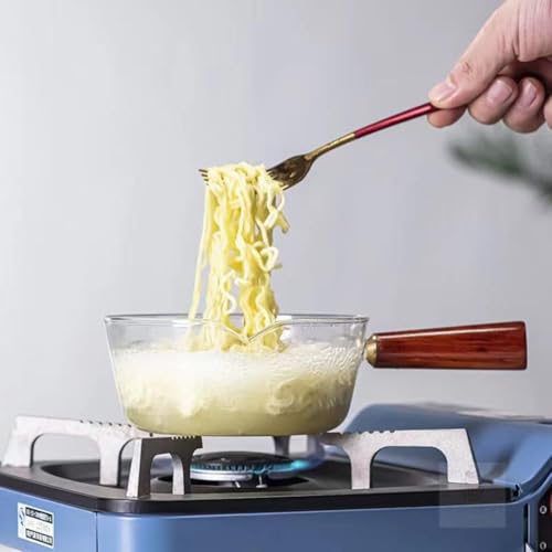 Incrizma Clear Glass Saucepan, Heat-Resistant Nonstick Finish Mini Simmer Pot with Wood Handle, Glass Cookware Set Ramen Pot Cooktop Safe for Pasta Noodle, Soup, Milk, Baby Food (600 ml) - Image 4