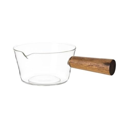 Incrizma Clear Glass Saucepan, Heat-Resistant Nonstick Finish Mini Simmer Pot with Wood Handle, Glass Cookware Set Ramen Pot Cooktop Safe for Pasta Noodle, Soup, Milk, Baby Food (600 ml) - Image 1