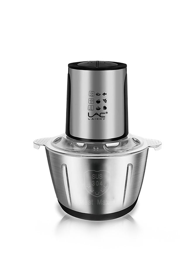 LAC - LAC Electric Meat Grinder, 2L Stainless Steel Food Processors 1000W Food Chopper with Egg Whisk for Meat, Onion, Vegetables & Fruits, Meat Blender with 4 Sharp Blades, 8-Cup - Image 1