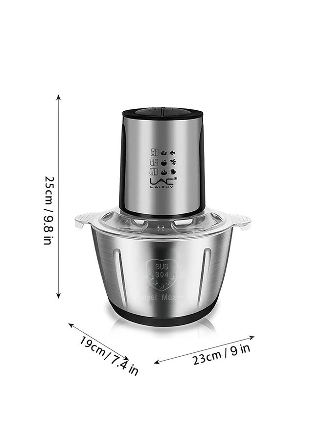 LAC - LAC Electric Meat Grinder, 2L Stainless Steel Food Processors 1000W Food Chopper with Egg Whisk for Meat, Onion, Vegetables & Fruits, Meat Blender with 4 Sharp Blades, 8-Cup - Image 1