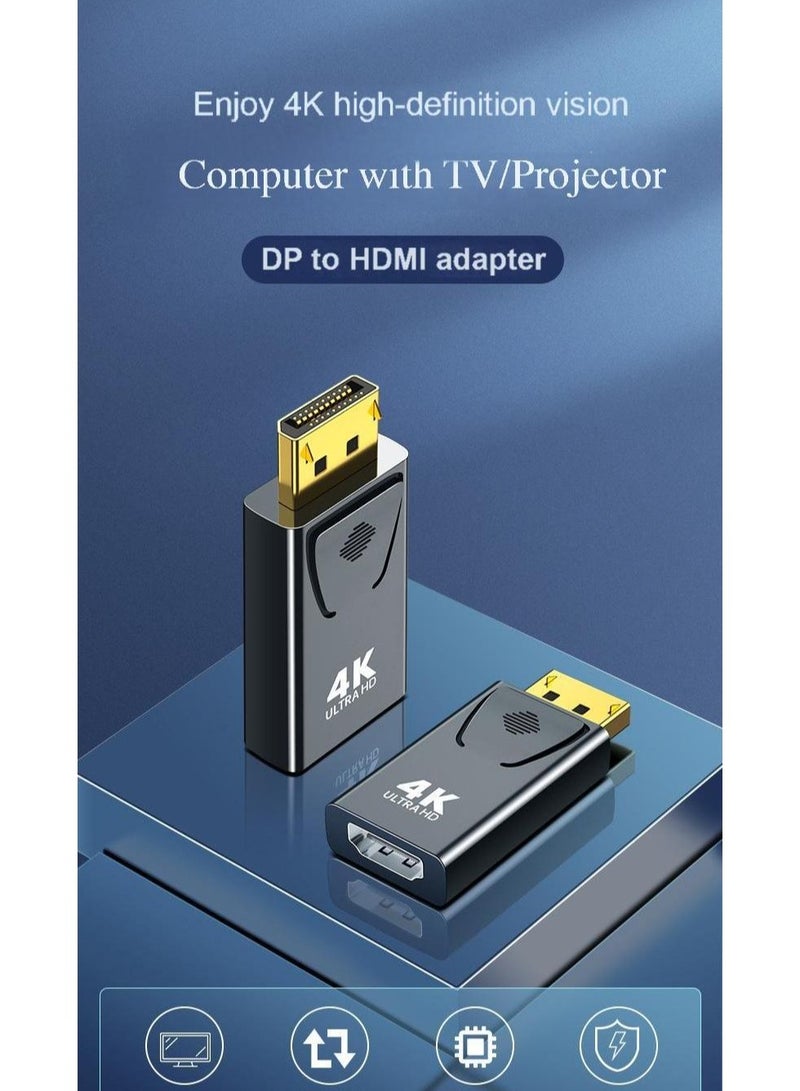 DP to HDMI 4K Adapter – DisplayPort to HDMI Converter for PC/Laptop to Monitor, TV, Projector – 4K@60Hz UHD Video & Audio, Plug and Play, Dual Mode Display, Compatible with Windows/Linux/macOS  - Image 1