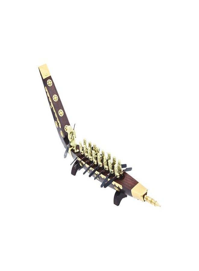 NATRIEL Kerala Traditional Wooden Race Boat Snake Boat (Chundan Vallam) Decorative Miniature Showpiece Wood White Brass Rovers (Brass, 18 Men) - Image 2