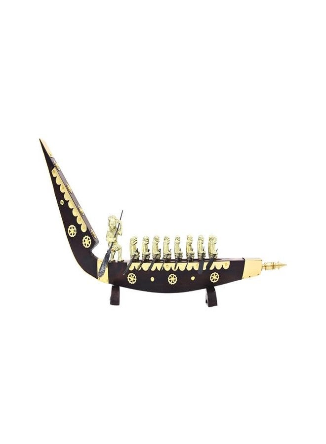 NATRIEL Kerala Traditional Wooden Race Boat Snake Boat (Chundan Vallam) Decorative Miniature Showpiece Wood White Brass Rovers (Brass, 18 Men) - Image 5
