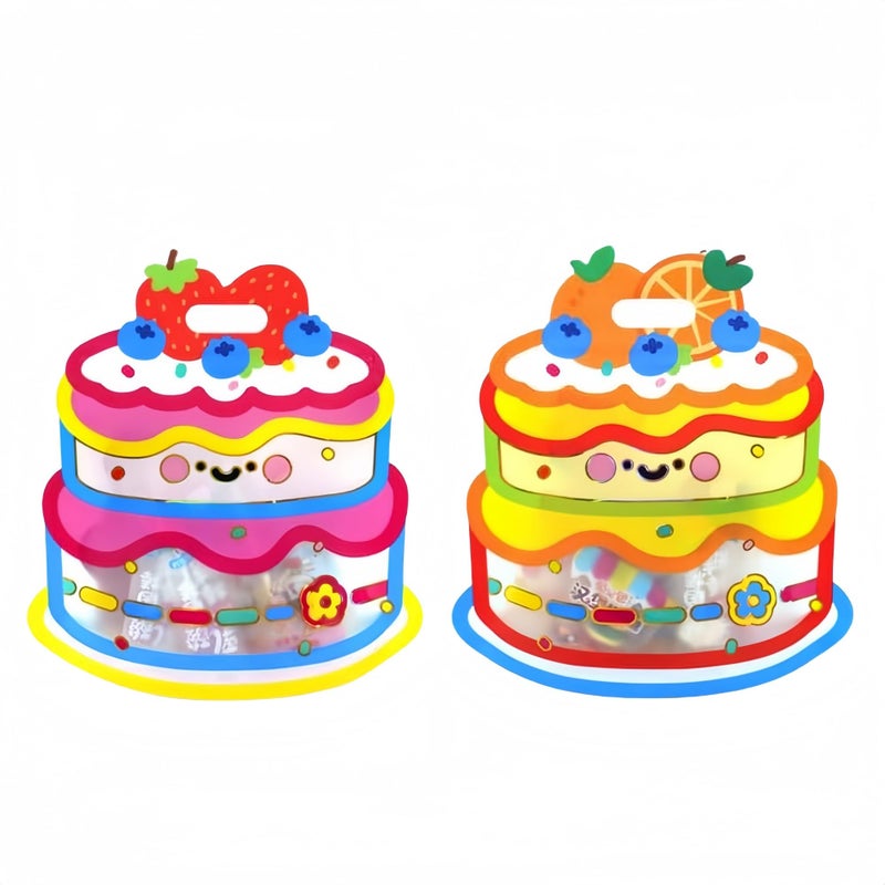PABCK 20 Pack Clear Plastic Gift Bags Cartoon Goodie Bags 8.27x8.86 inch Candy Snack Cookie Packaging Bag with Handle Resealable Treats Birthday Party Favor Reusable Stand Up (10 Pink + 10 Orange) - Image 1