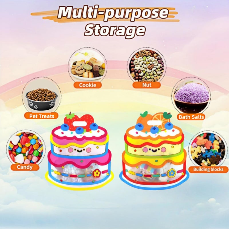 PABCK 20 Pack Clear Plastic Gift Bags Cartoon Goodie Bags 8.27x8.86 inch Candy Snack Cookie Packaging Bag with Handle Resealable Treats Birthday Party Favor Reusable Stand Up (10 Pink + 10 Orange) - Image 5