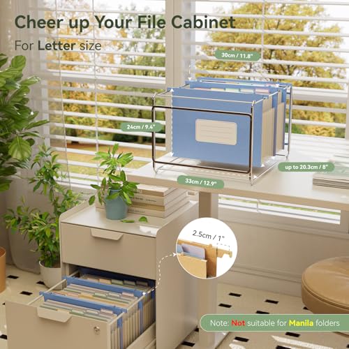 EcoStash Wheat Straw Expanding Hanging File Folders, File Organizer, 1.2" Accordion Pockets, Large Capacity, Letter Size for Filing Cabinet, 100% BPA Free, Return to Nature, Healthy Living-UN Blue - Image 2