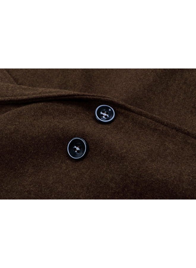 CHARTOU Women's Oversized Notched Collar Wool Blend Single Breast Midi Long Trench Coat (Small, Coffee) - Image 5