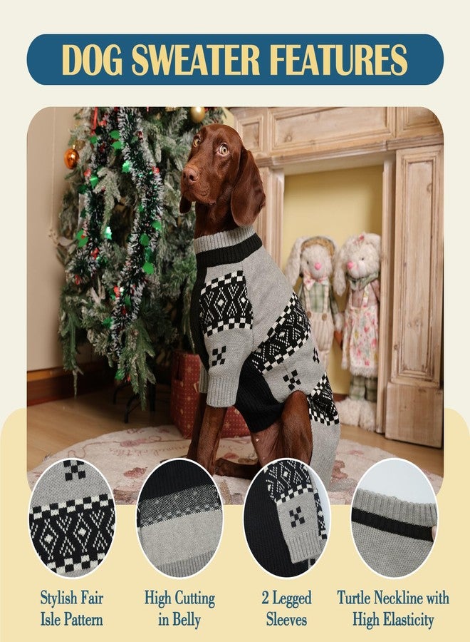 ROZKITCH Dog Sweaters for Cold Weather, Warm Knit Winter Clothes, Turtleneck Pet Sweater for Medium Breeds Bulldog Vizsla English Bulldog Grey XL - Image 3