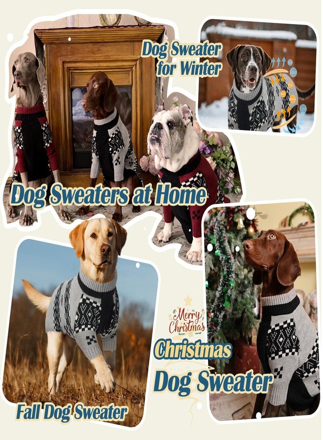 ROZKITCH Dog Sweaters for Cold Weather, Warm Knit Winter Clothes, Turtleneck Pet Sweater for Medium Breeds Bulldog Vizsla English Bulldog Grey XL - Image 4