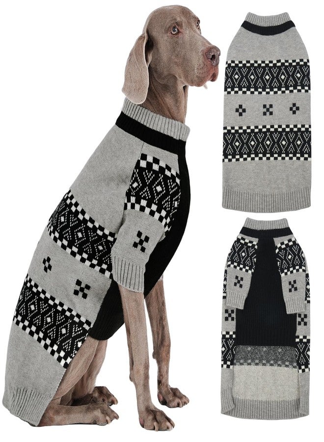 ROZKITCH Dog Sweaters for Cold Weather, Warm Knit Winter Clothes, Turtleneck Pet Sweater for Medium Breeds Bulldog Vizsla English Bulldog Grey XL - Image 1