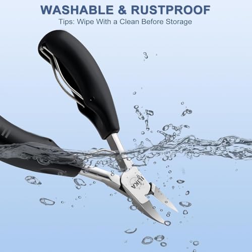 ILIKA Toe Nail Clipper for Ingrown or Thick Toenails, Heavy Duty Toenail Trimmer Nail Clipper Pedicure Tool with Long Handle and Soft Grip for Seniors - Image 3